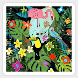 Tropical flowers and birds Sticker